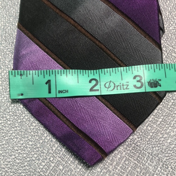 Silk Neck Tie Purple Grey Gunmetal Diagonal Striped Satiny Ombré - Picture 5 of 5